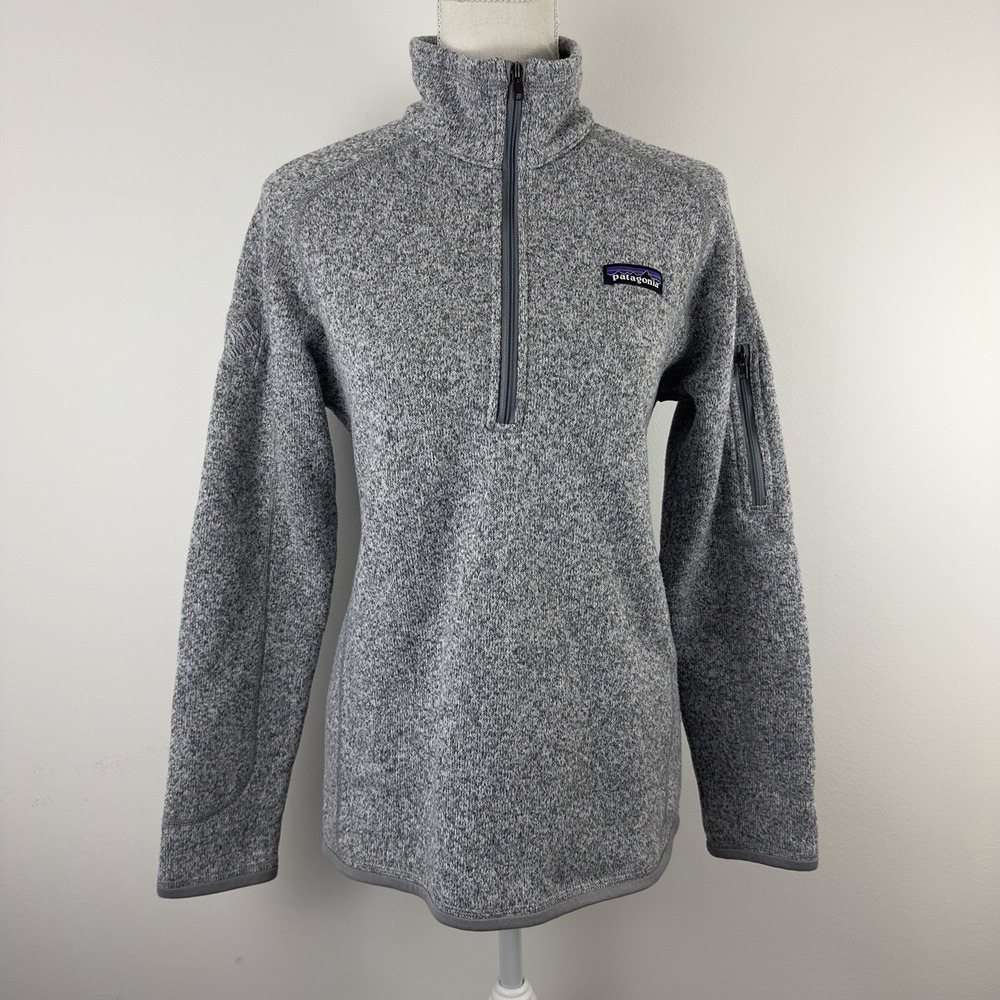 Patagonia Women's Better‎ Sweater 1/4 Zip Fleece Gray Size M Polyester